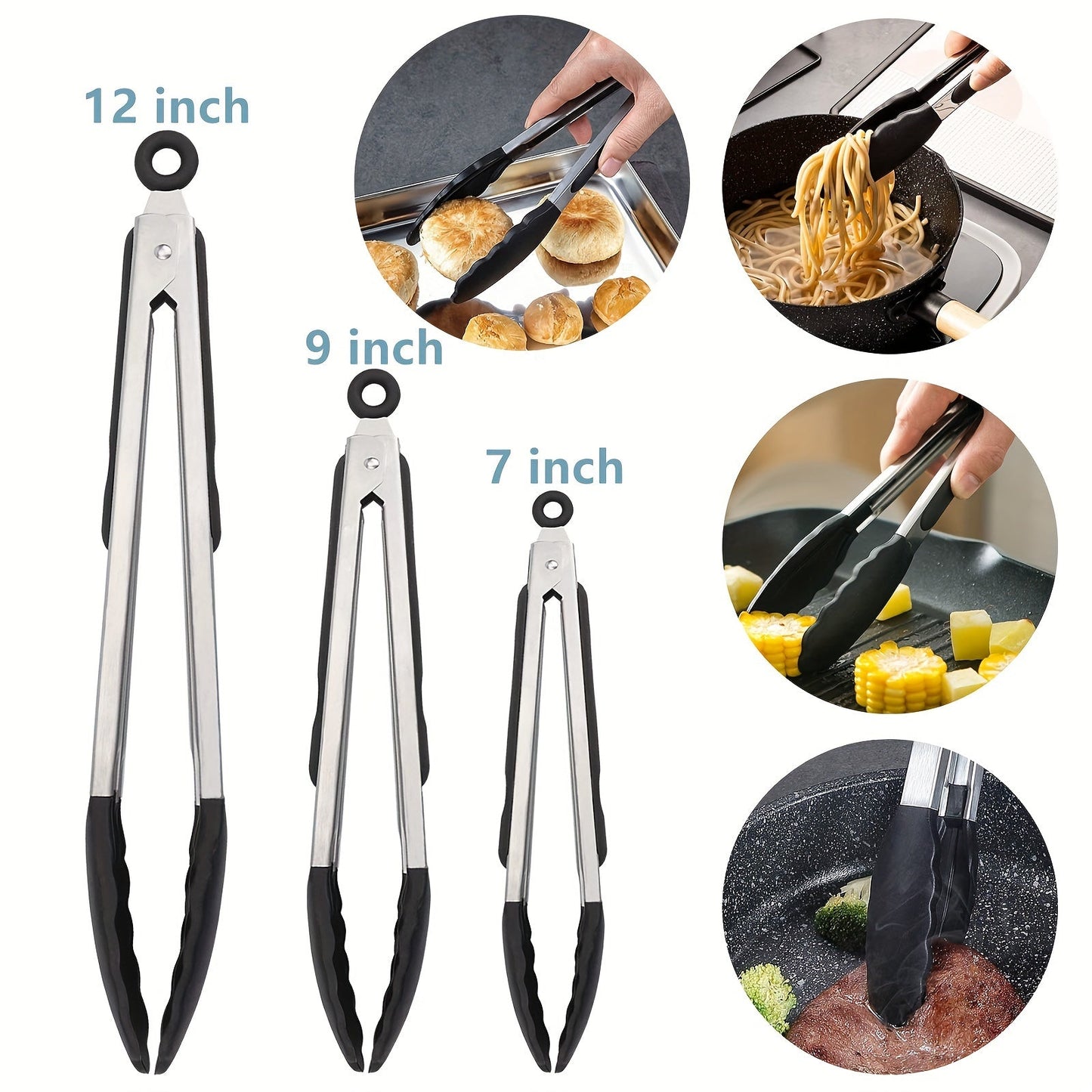 HighHeat Silicone Kitchen Tongs with Locking Grip 30cm