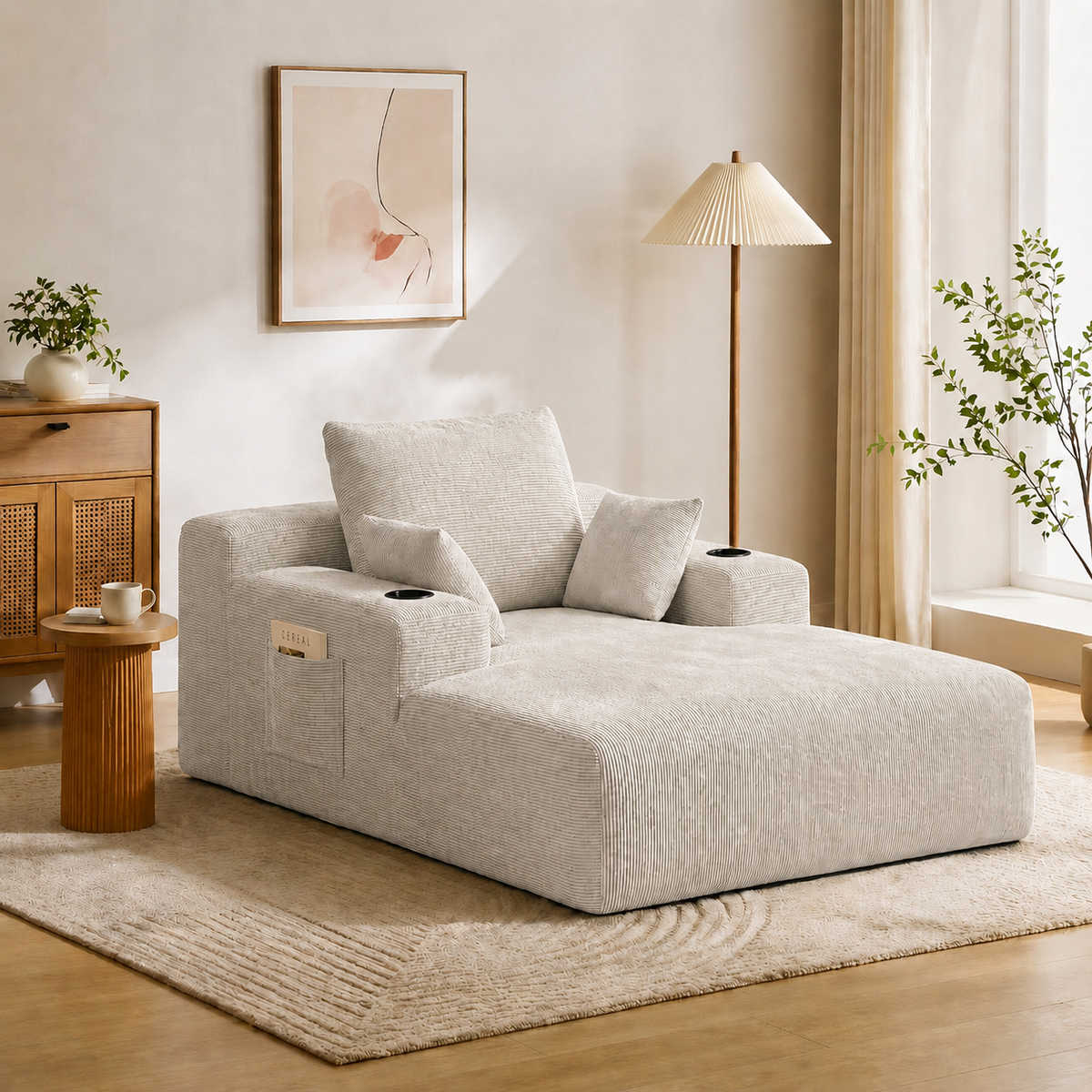 71.65'' Corduroy Chaise Lounge Sofa
