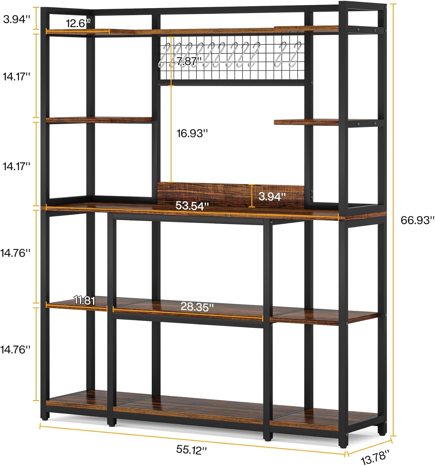 Large 55" Baker's Rack with Hutch