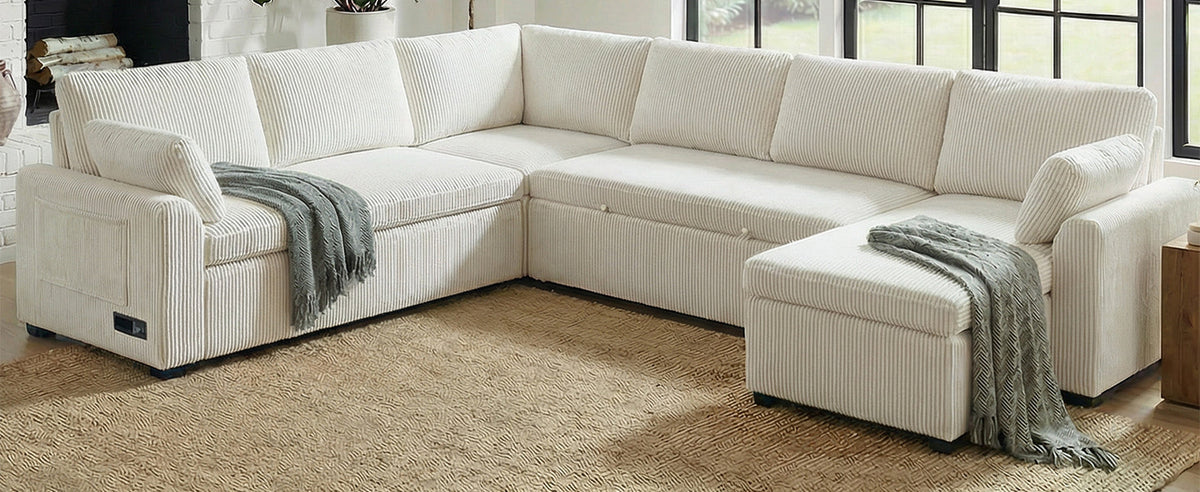 Convertible Sofa Bed - 111" Sectional Sofa with Reversible Chaise