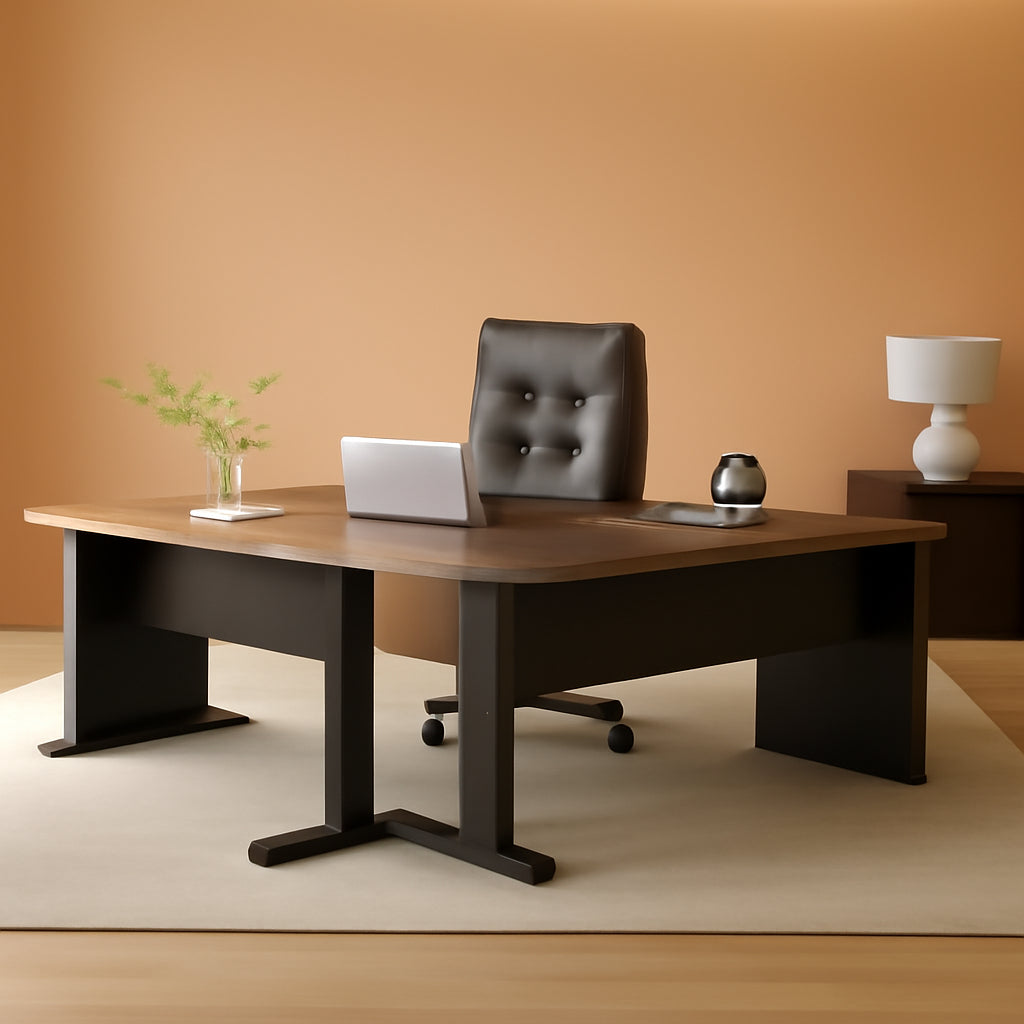 83 Inch L Shaped Desk With Gray Three Drawer File Cabinet