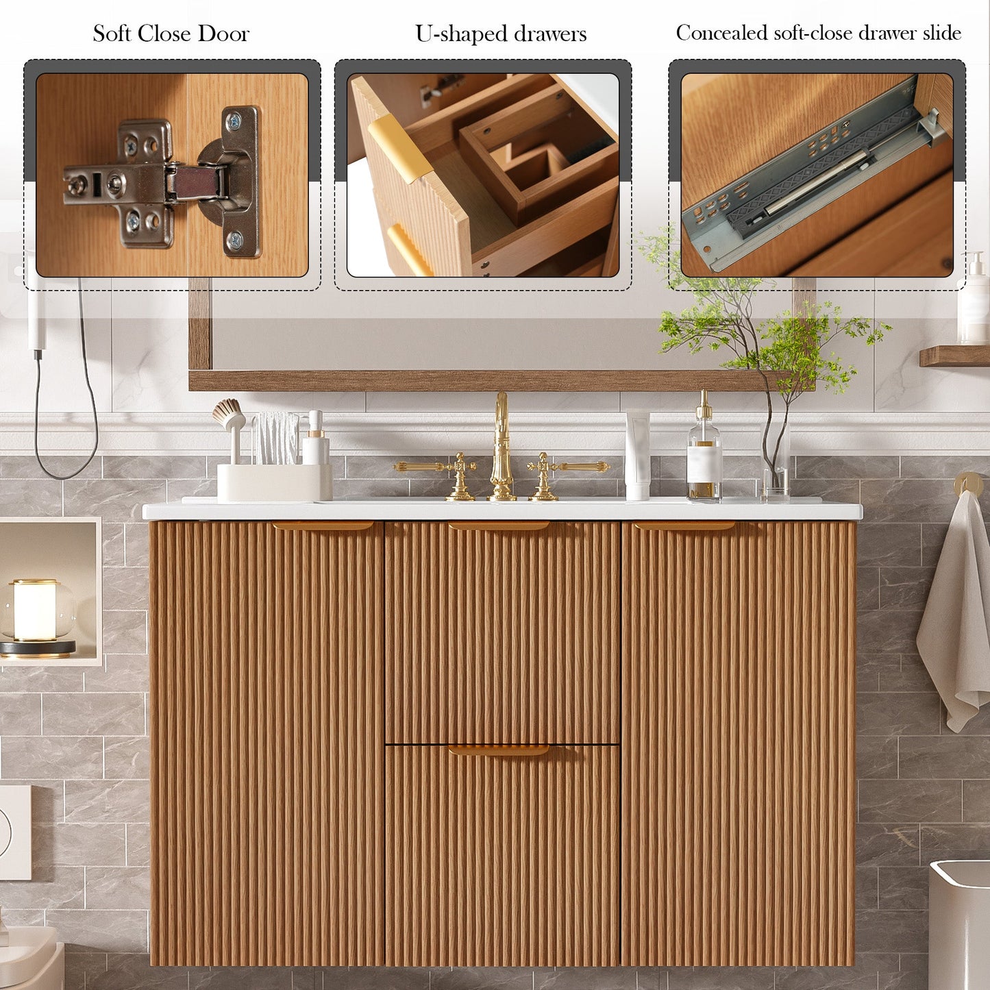 36 Inch Single Sink Bathroom Vanity with Ceramic Top