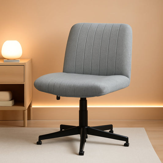 Cross Legged Office Chair Grey Wide Seat Adjustable Height