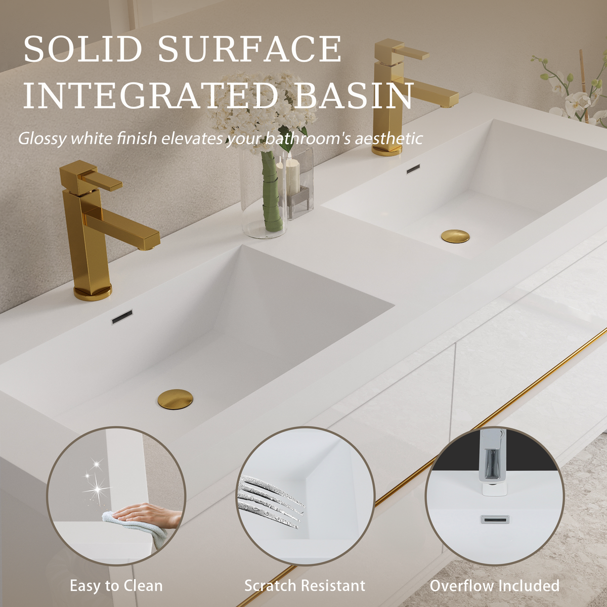 60" Wall-Mounted Bathroom Vanity with Sink