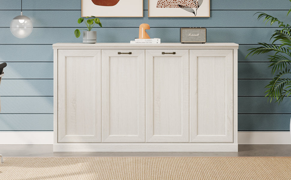 Twin Size Horizontal Murphy Bed in Rustic White