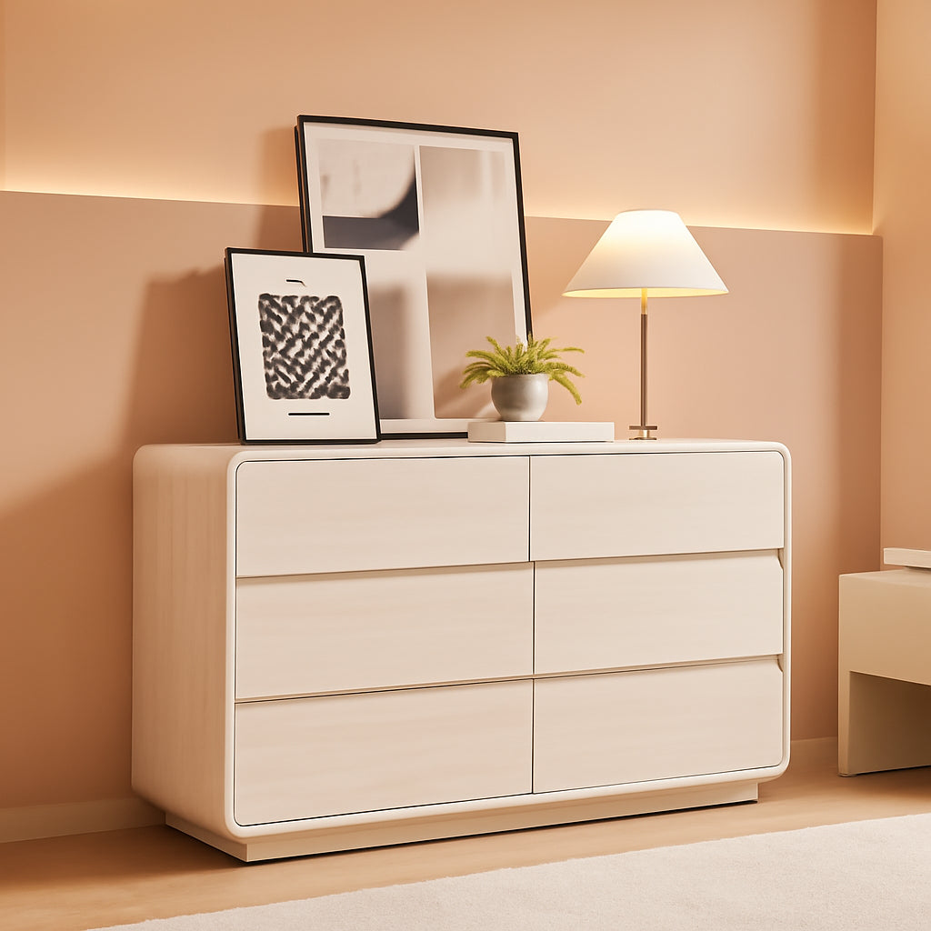 47 Inch White Dresser With Six Drawers Anti Tip Design