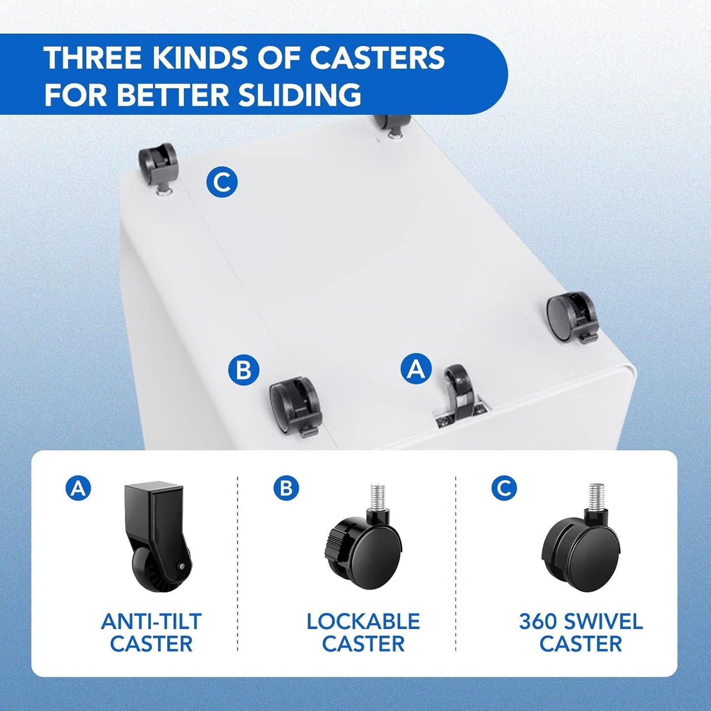 Mobile File Cabinet Home Office 3 Drawer White Under Desk