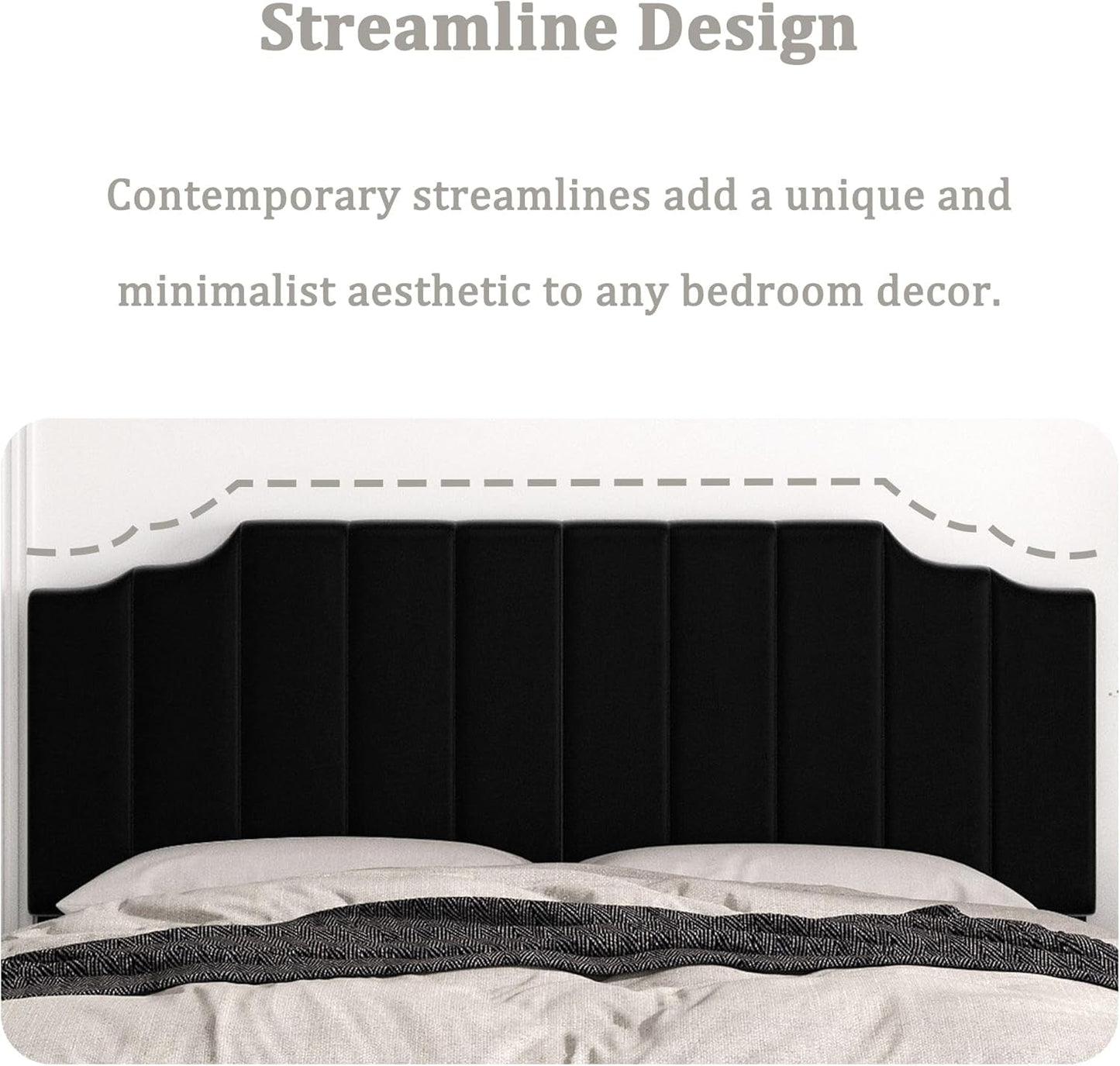 Velvet King Size Wall Mounted Headboard for Adjustable Beds