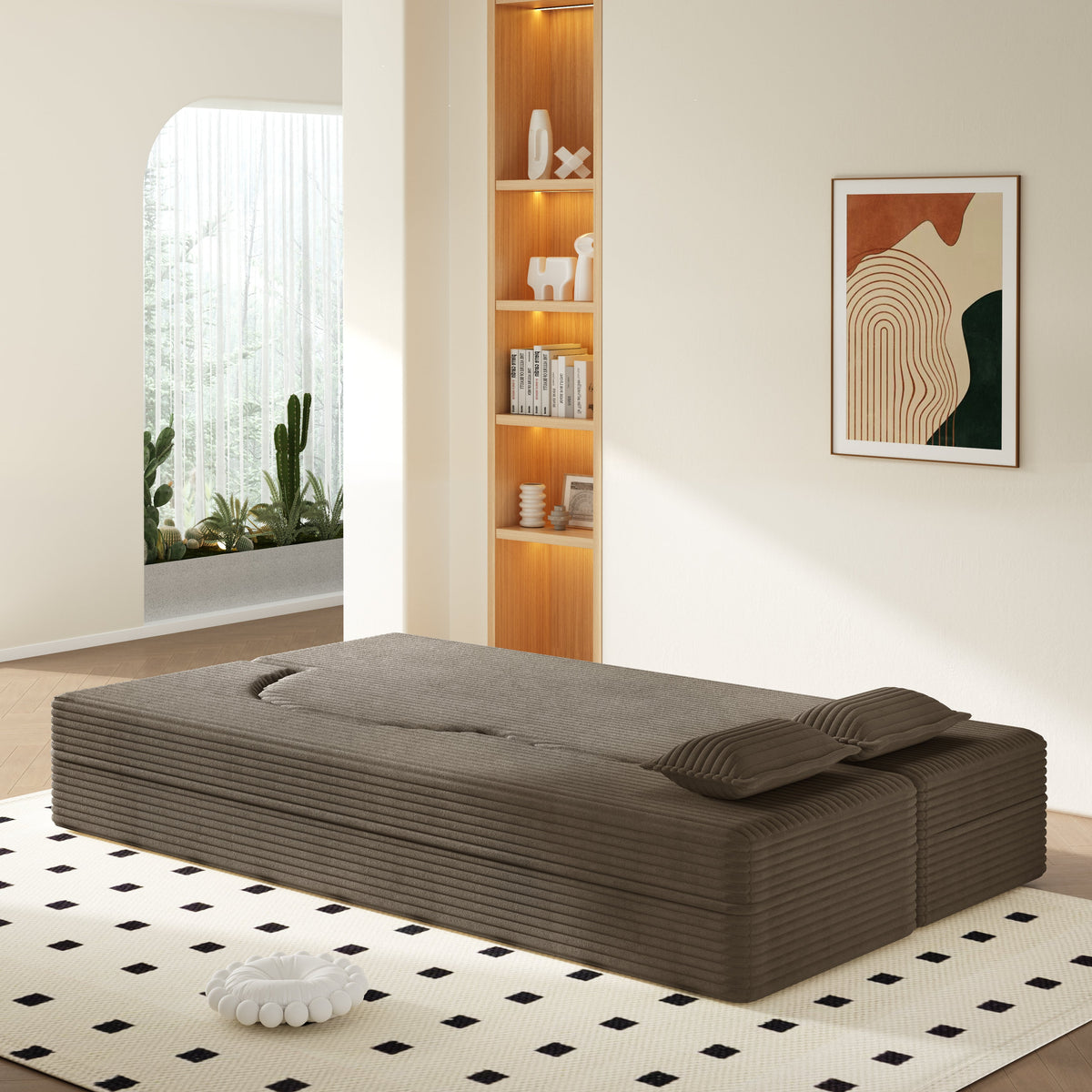 Modern Floor Sofa with Pillows