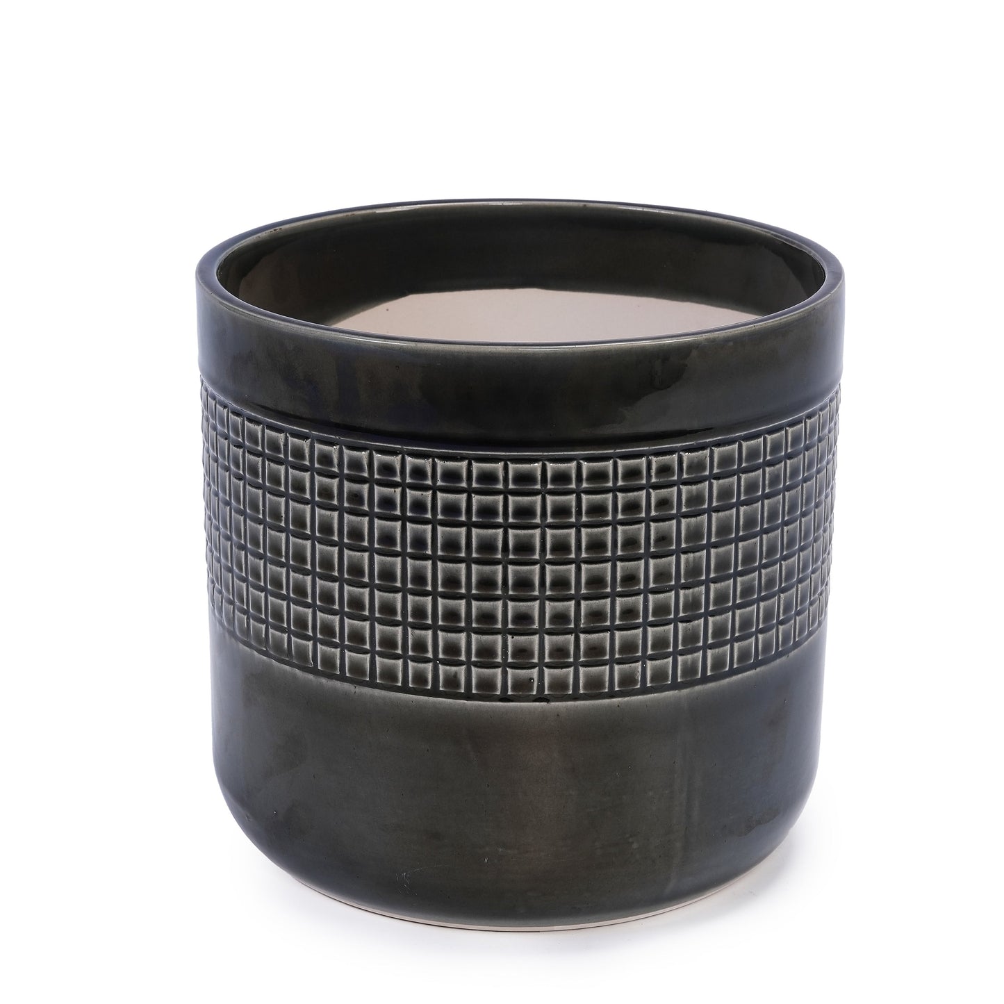 3 Pieces Ceramic Flowerpot, Modern Planter for Patio, Garden or Windowsills - Black