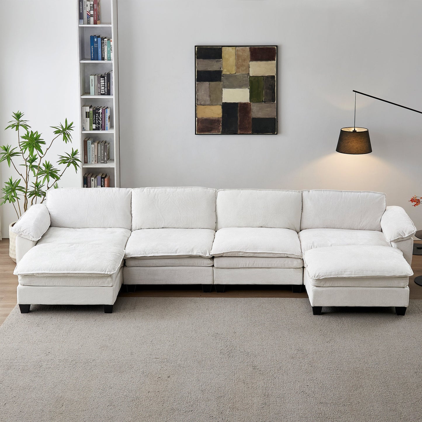 Luxury U Shape Sofa with Two Ottomans