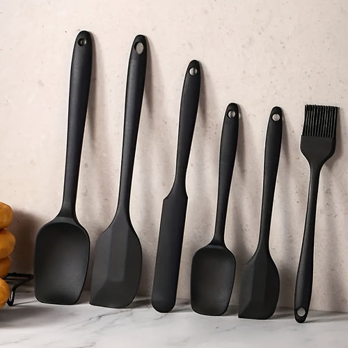 6Piece HeatResistant Silicone Spatula Baking Tool Set