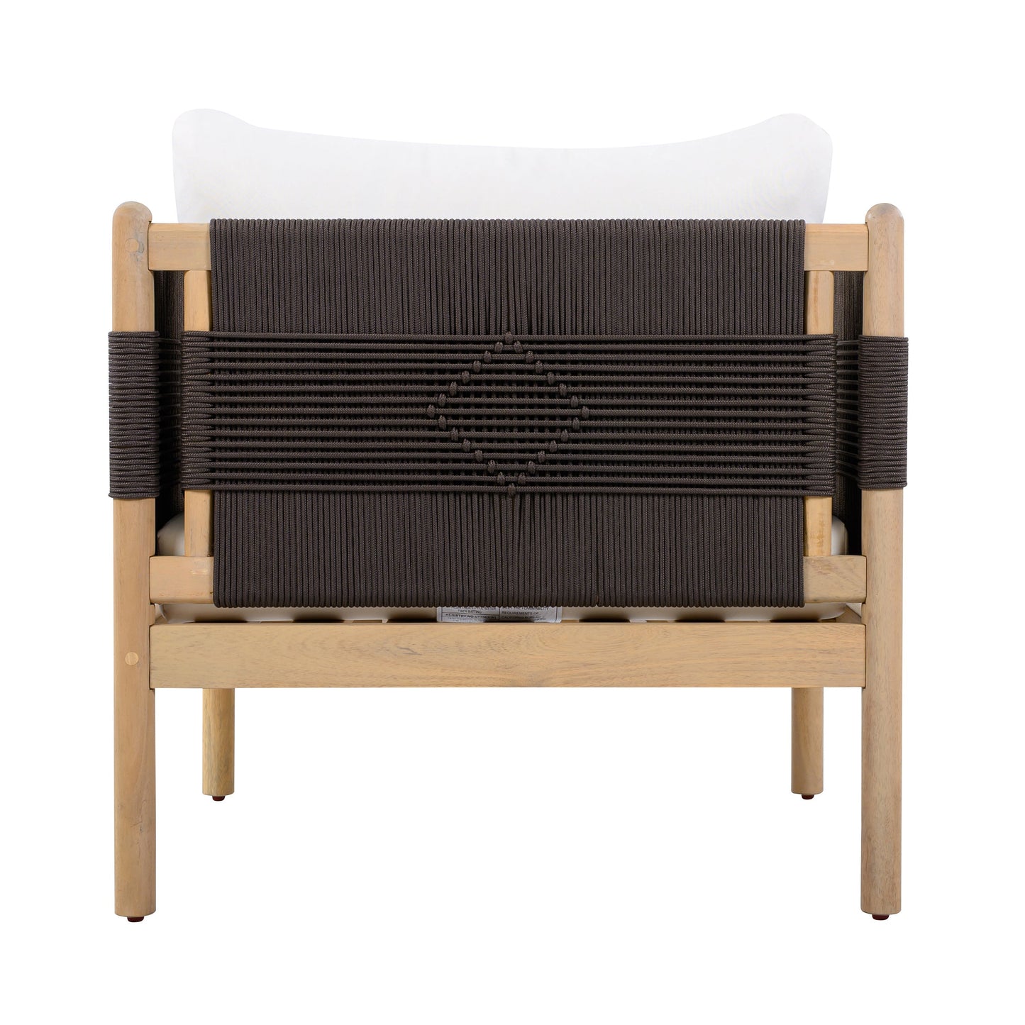 Outdoor Acacia Wood Club Chair with Diamond Rope Weave & Cushions, Light Teak