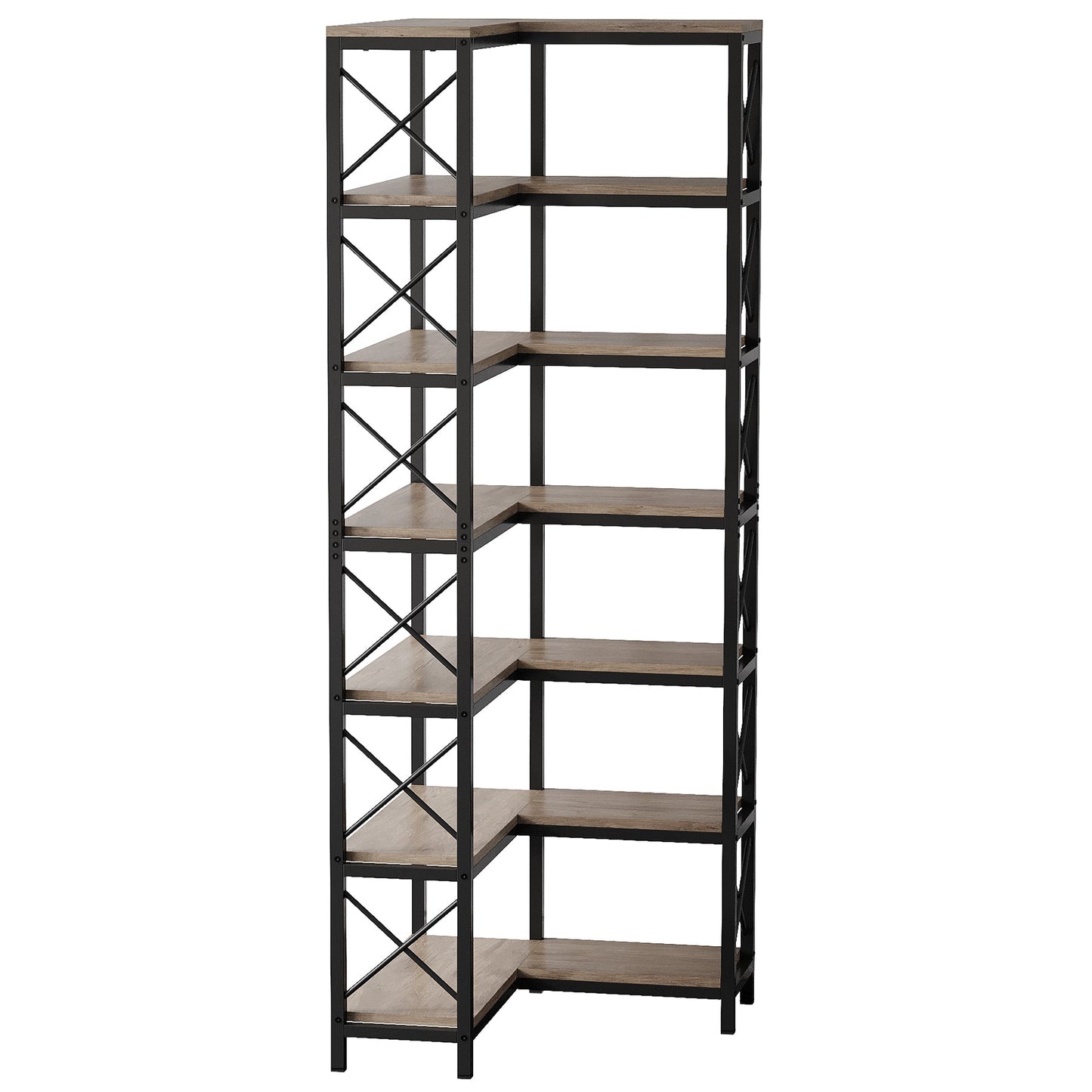 79.53" Tall 7-Tier Large Corner Bookshelf