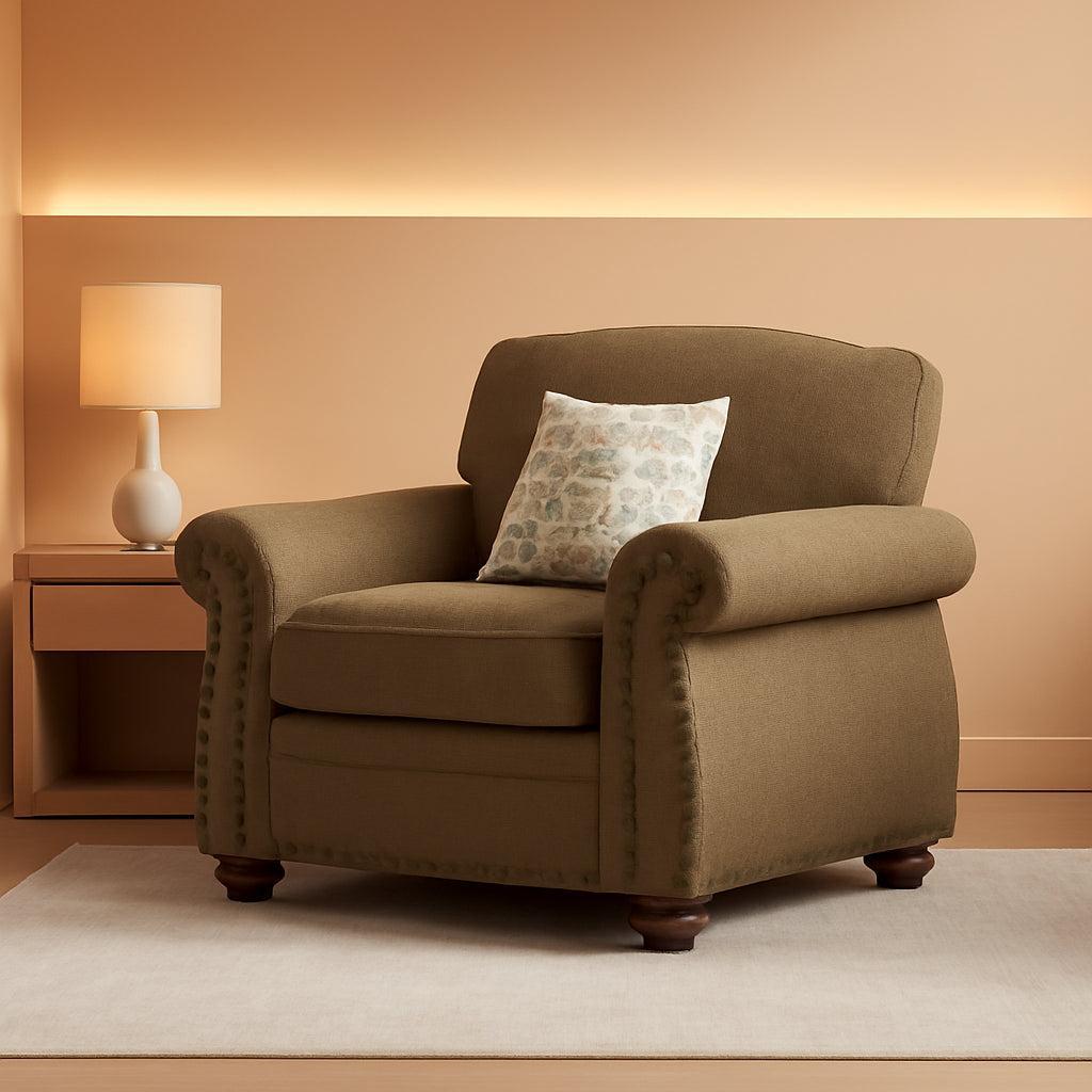 Brown Nailhead Trim Armchair For Living Room Decor