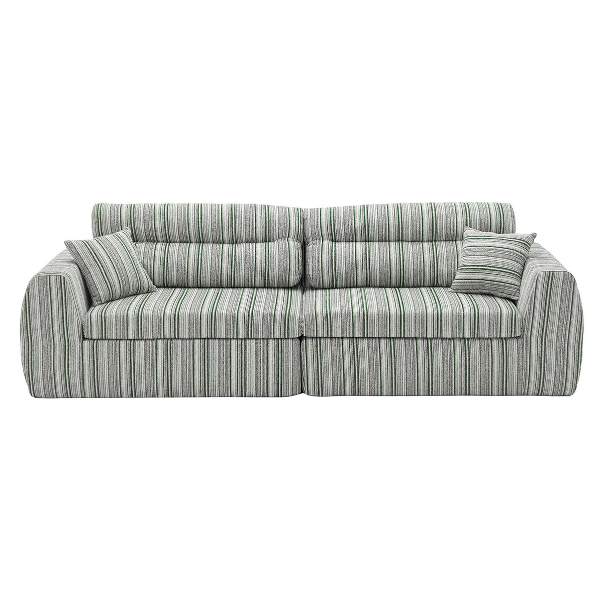 Woven Chenille Striped Compression Sofa - Straight Row Compact Couch