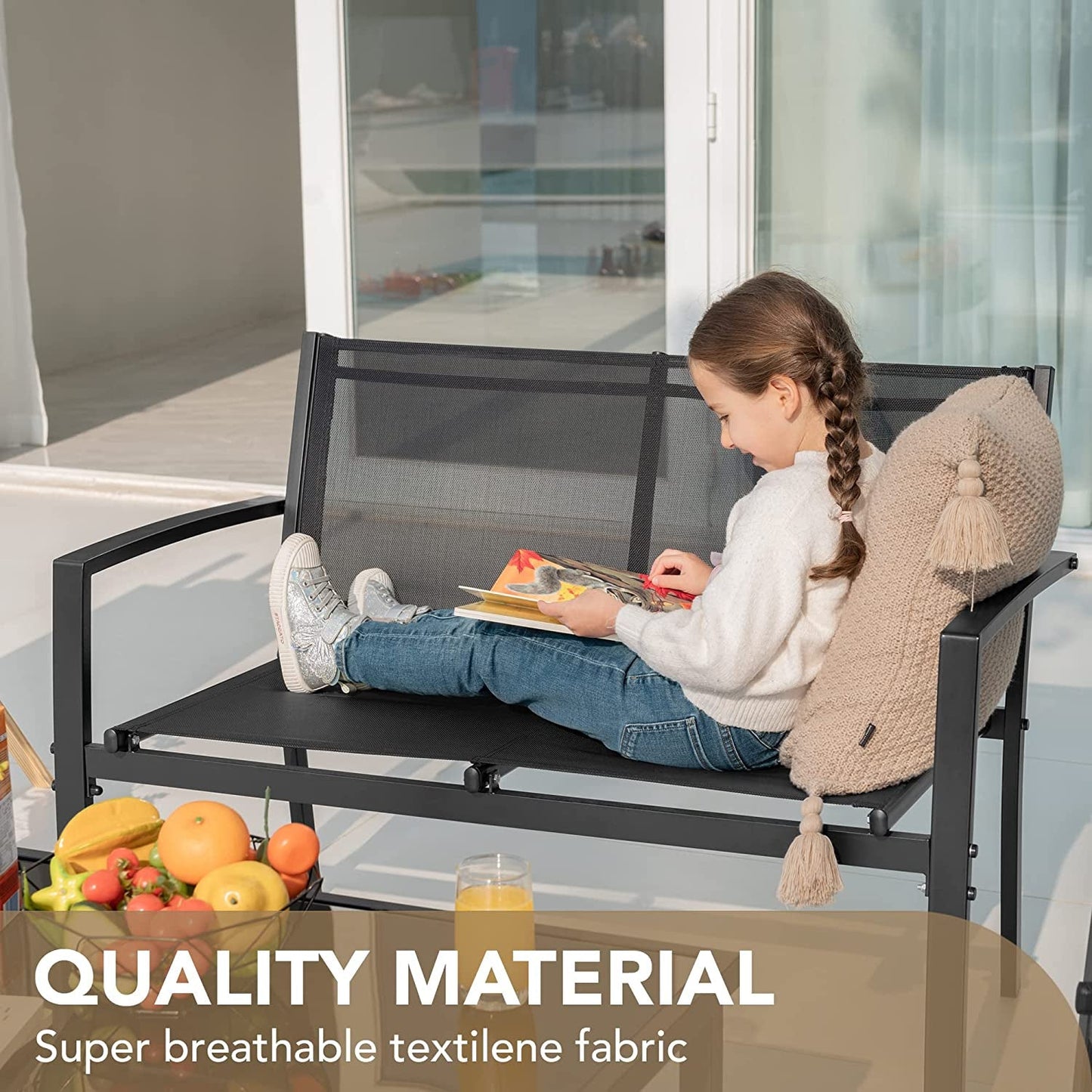 4 Piece Outdoor Patio Set With Glass Table Black Durable