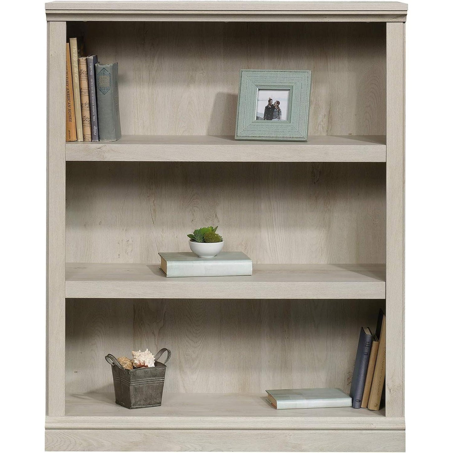 Three Shelf Bookcase Chalked Chestnut Finish With Adjustable Shelves