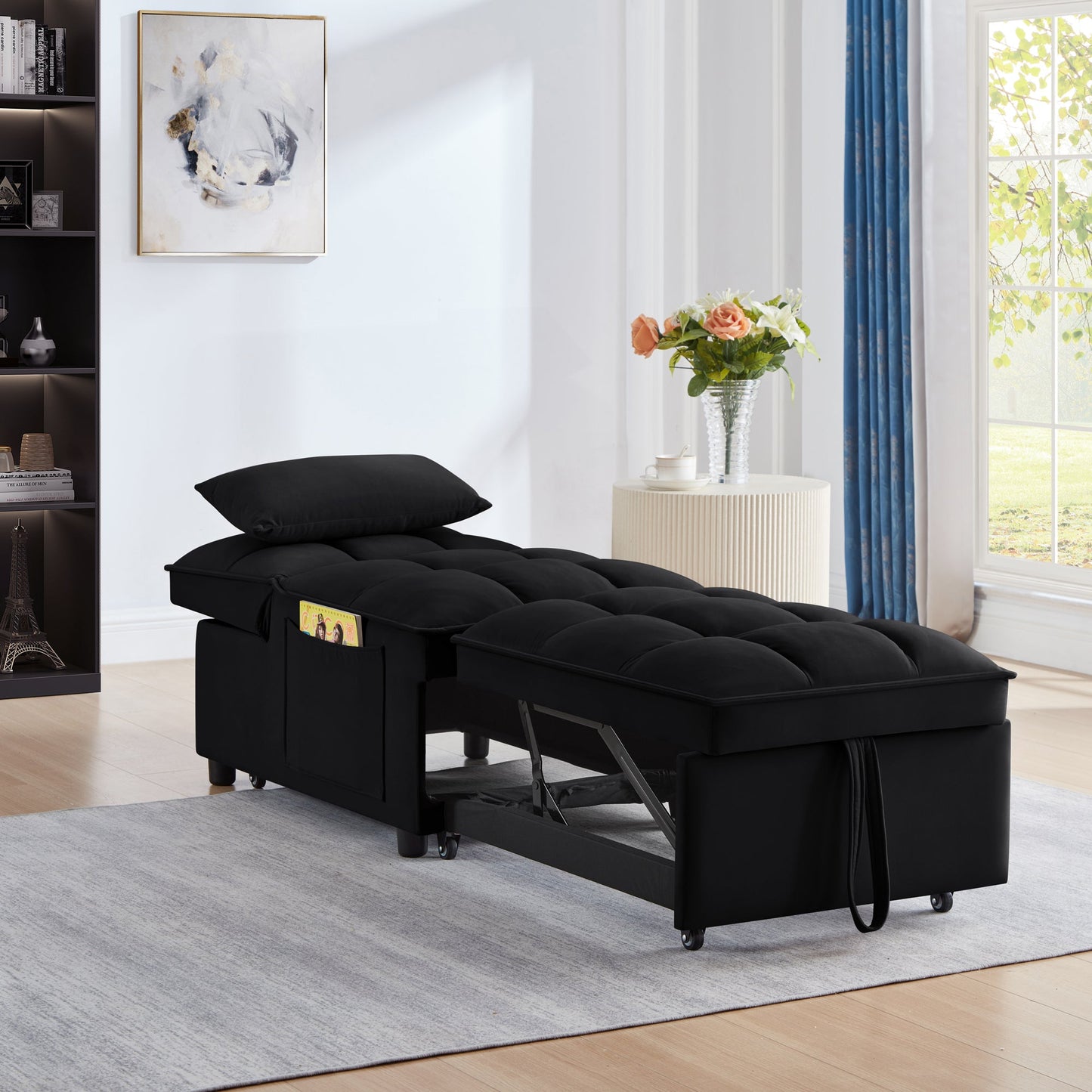 4 In1 Multi-Function Single Sofa Bed with Storage Pockets