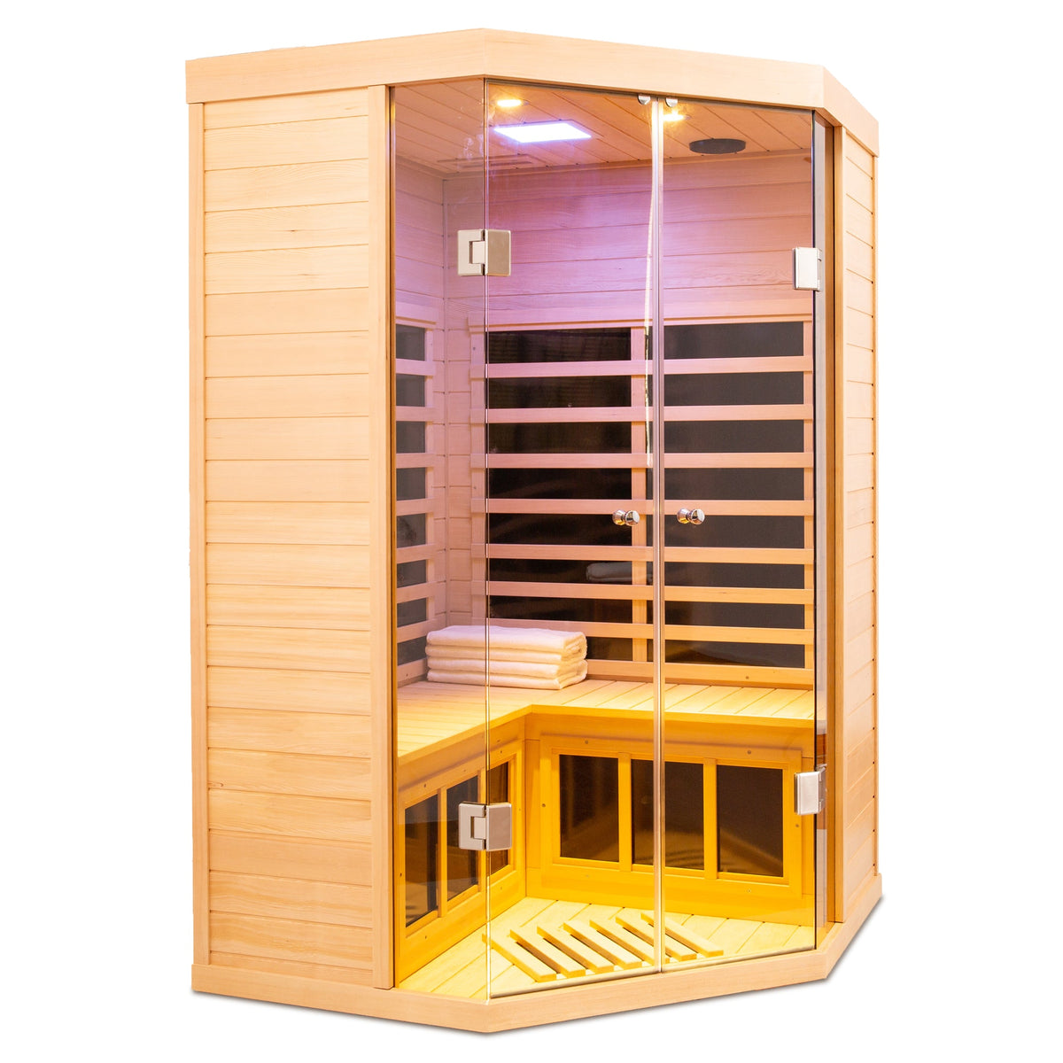 Two Persons Deluxe Hemlock Far Infrared Corner Sauna