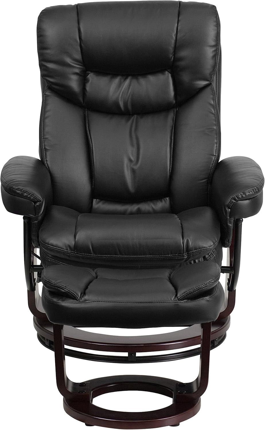 Leathersoft Upholstered Recliner With Ottoman Black