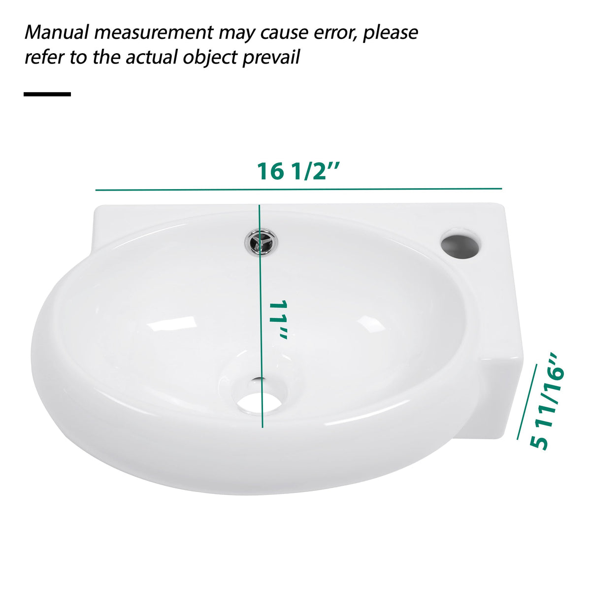 16.5x11 Inch Ceramic Bathroom Sink