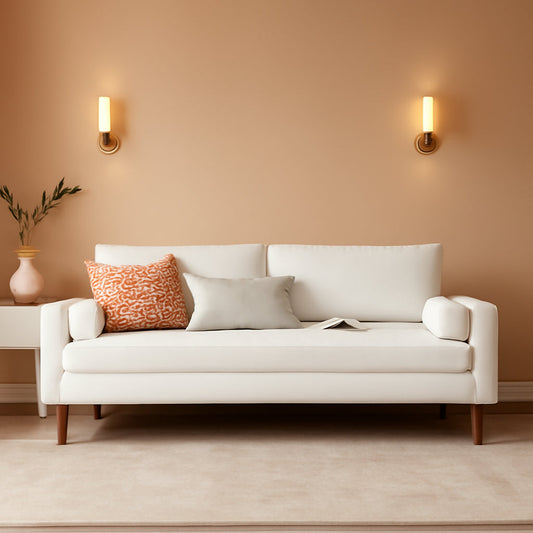Valour Performance Velvet Sofa White Mid Century Modern