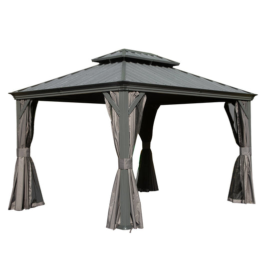 11x13FT Outdoor Gazebo with Galvanized Steel Double Roof