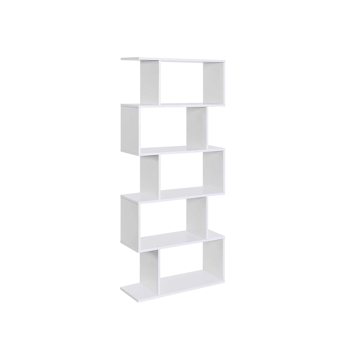 Wooden Bookcase, 5-Tier Display Shelf and Room Divider, Freestanding Decorative Storage Shelving Bookshelf, White