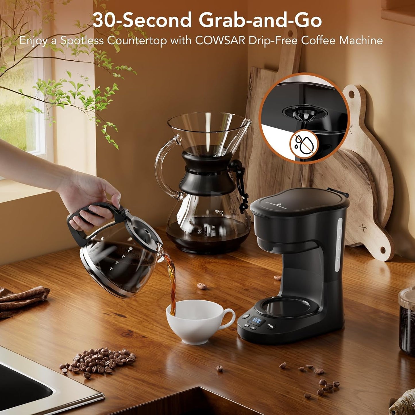 5-Cup Drip Coffee Maker - Programmable, Auto Brew, Auto Pause, Keep Warm Function CM3710H