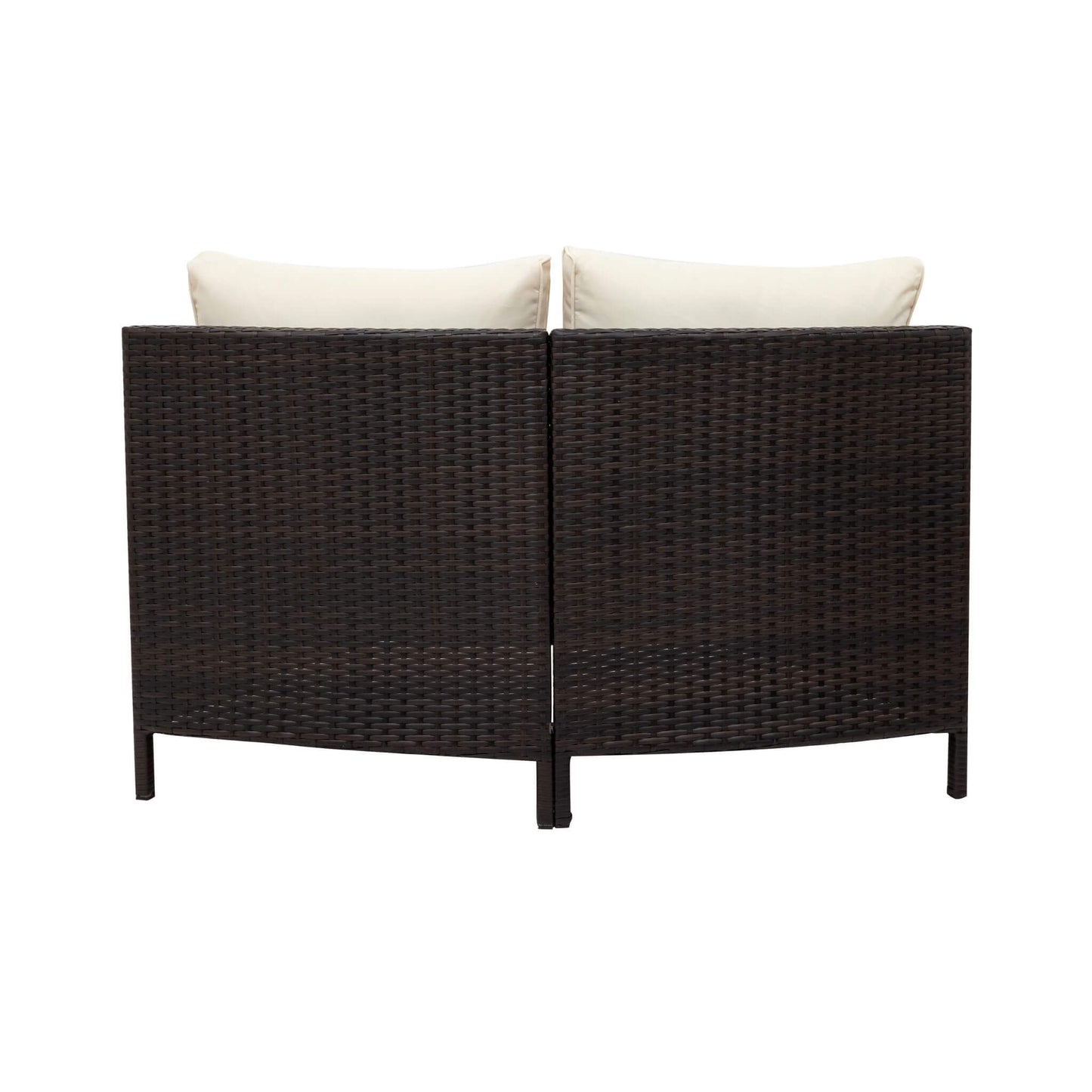 Premium 5-Piece All-Weather Half-Moon Outdoor Rattan Wicker Patio Sectional Sofa Furniture Set With Tempered Glass Table (SAK32615)