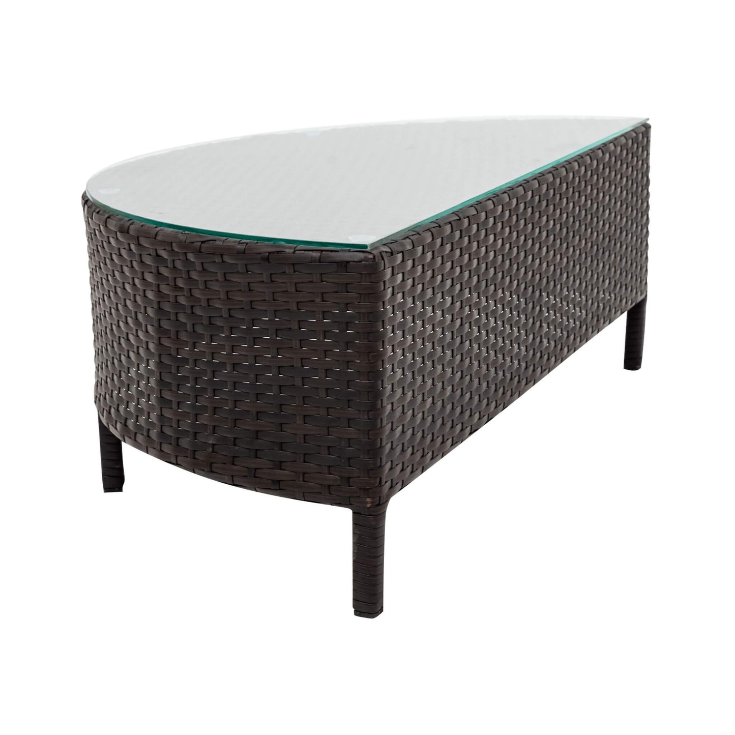 Premium 5-Piece All-Weather Half-Moon Outdoor Rattan Wicker Patio Sectional Sofa Furniture Set With Tempered Glass Table (SAK32615)