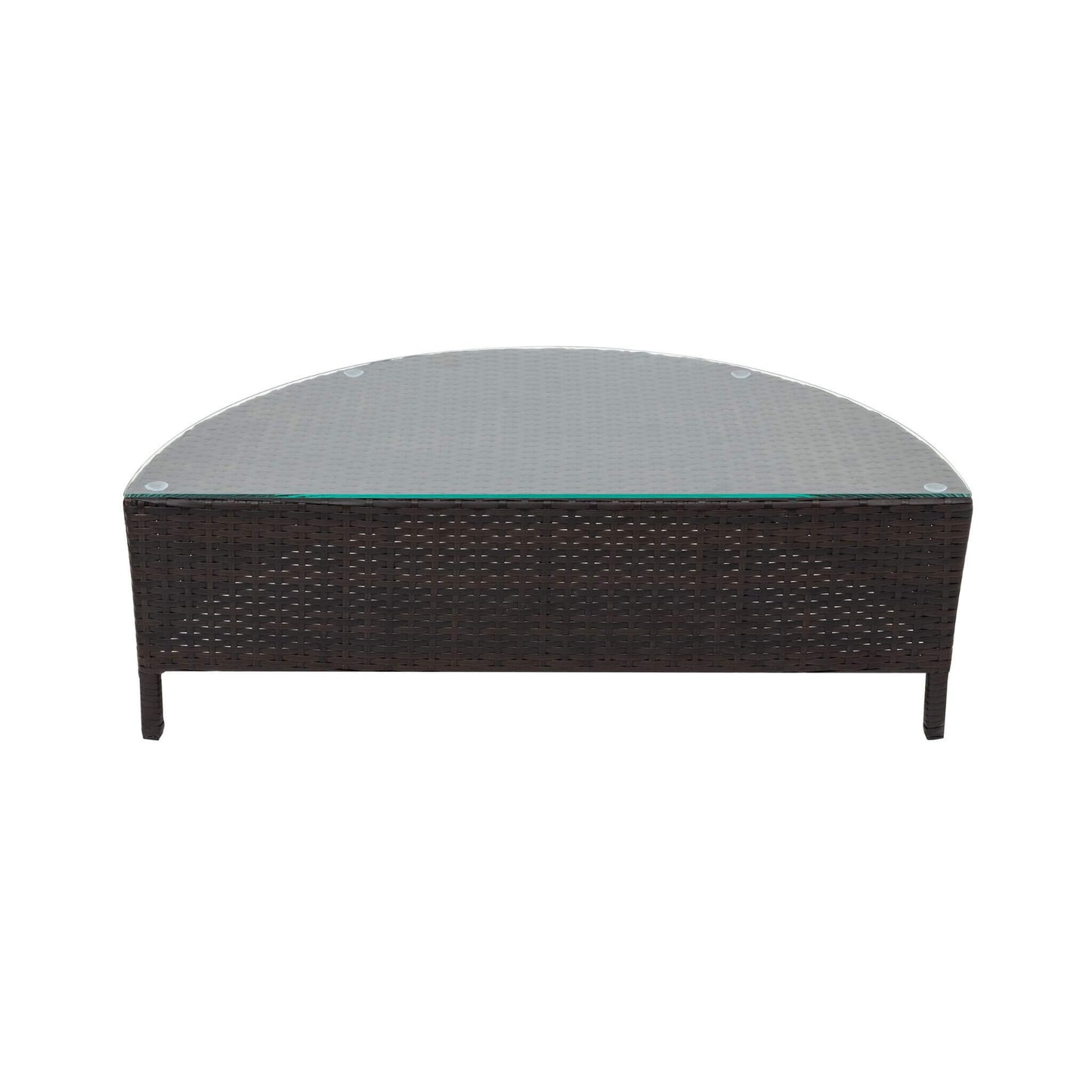 Premium 5-Piece All-Weather Half-Moon Outdoor Rattan Wicker Patio Sectional Sofa Furniture Set With Tempered Glass Table (SAK32615)