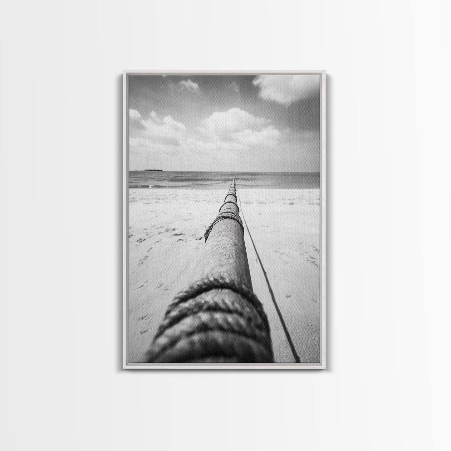 Nautical Rope, Ocean Line, Endless Beach, Maritime Horizon, Canvas Print, Minimalist Wall Art, Modern Coastal Decor, Entryway Beach Art