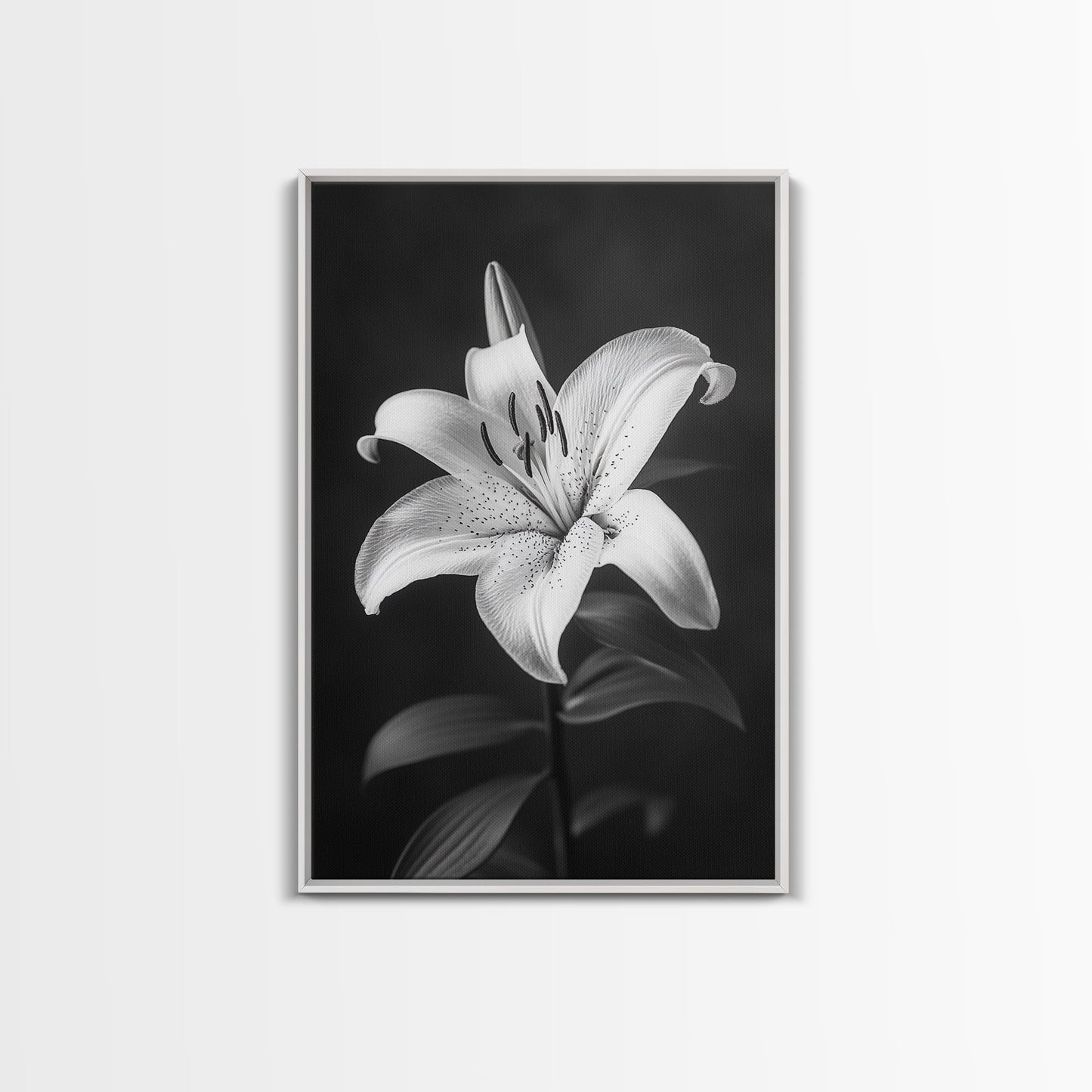 Elegant Lily, Black and White, Floral Beauty, Canvas Print, Botanical Wall Art, Minimalist Art, Bedroom Wall Decor, Nature Photography
