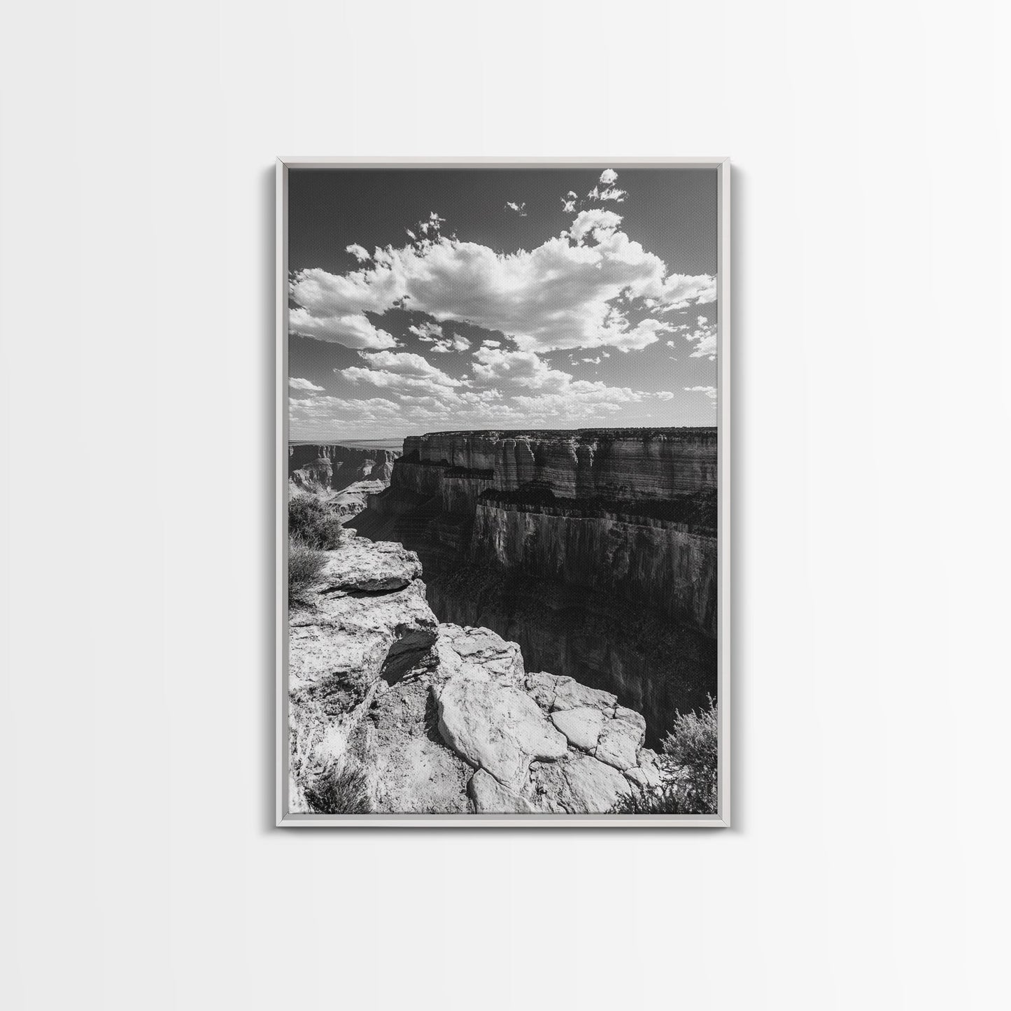Grand Canyon, Desert, Clouds, Depth - Epic canyon view, Canvas Print, adventurous living room centerpiece, nature-inspired wall art