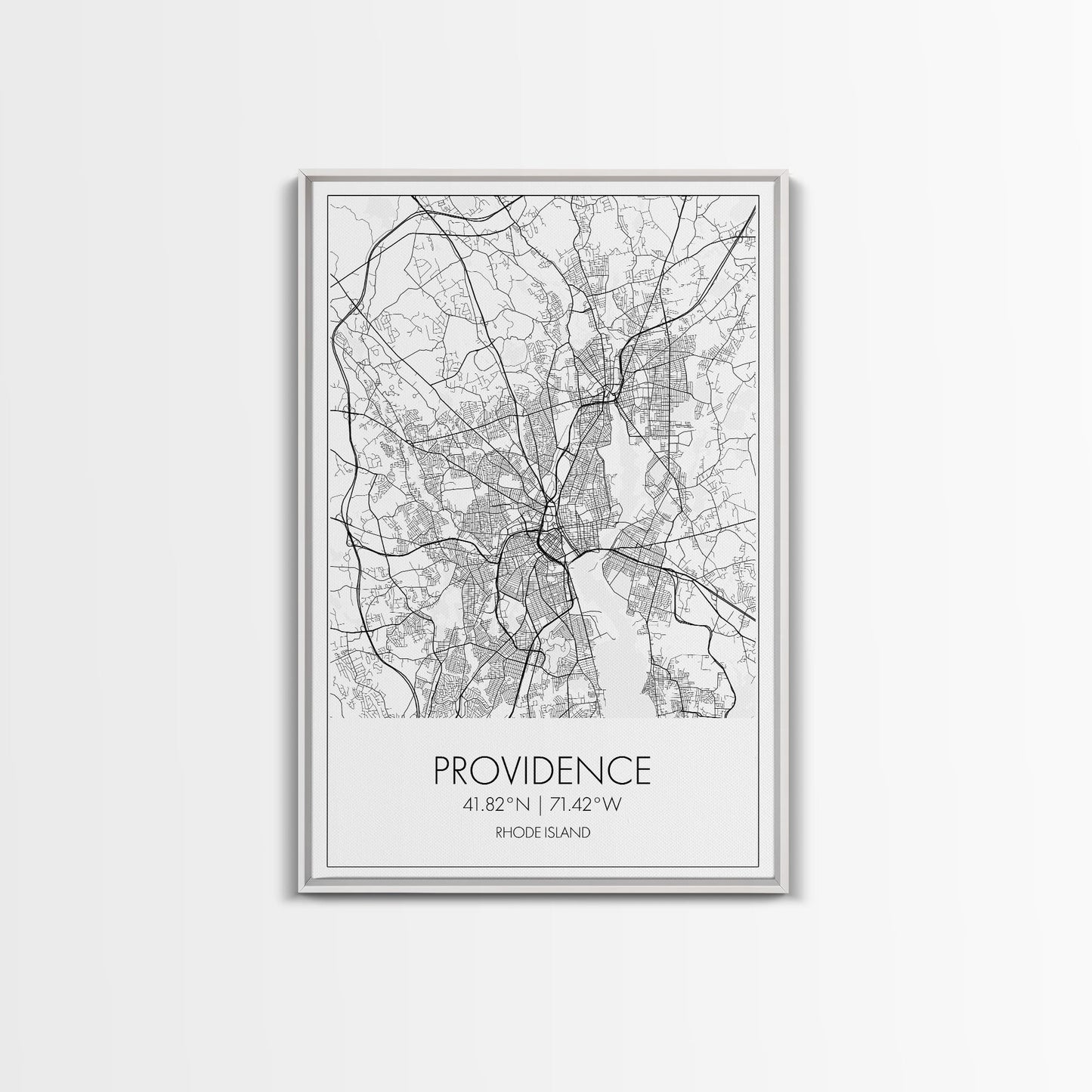 Providence Street Map, Rhode Island Map, City Map Art, Minimalist Art, Wall Art, Canvas Print, Bedroom Wall Décor, Gift For Couples,