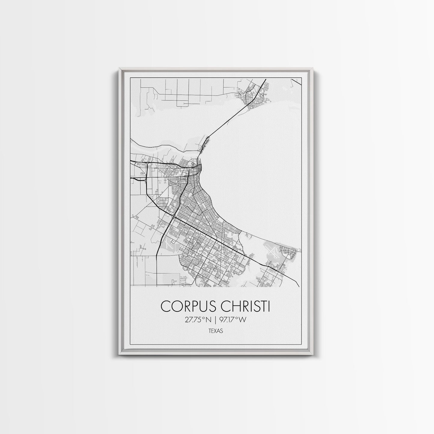 Corpus Christi Street Map, Texas Map, City Map Art, Minimalist Art, Wall Art, Canvas Print, Travel Wall Décor, Gift For Dad, Office Décor
