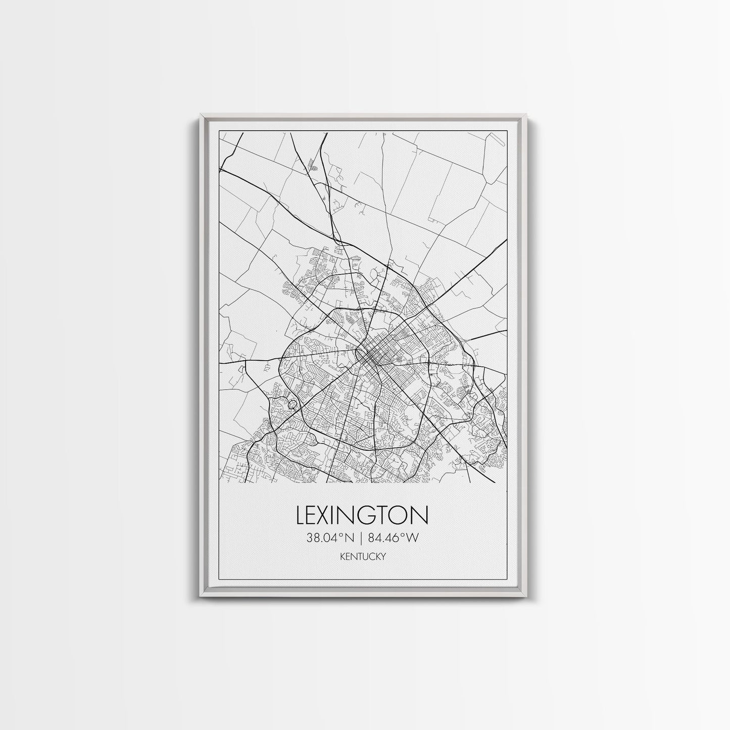 Lexington Street Map, Kentucky Map, City Map Art, Modern Wall Art, Wall Art, Canvas Print, Travel Wall Art, Dorm Room Décor, Engagement Gift
