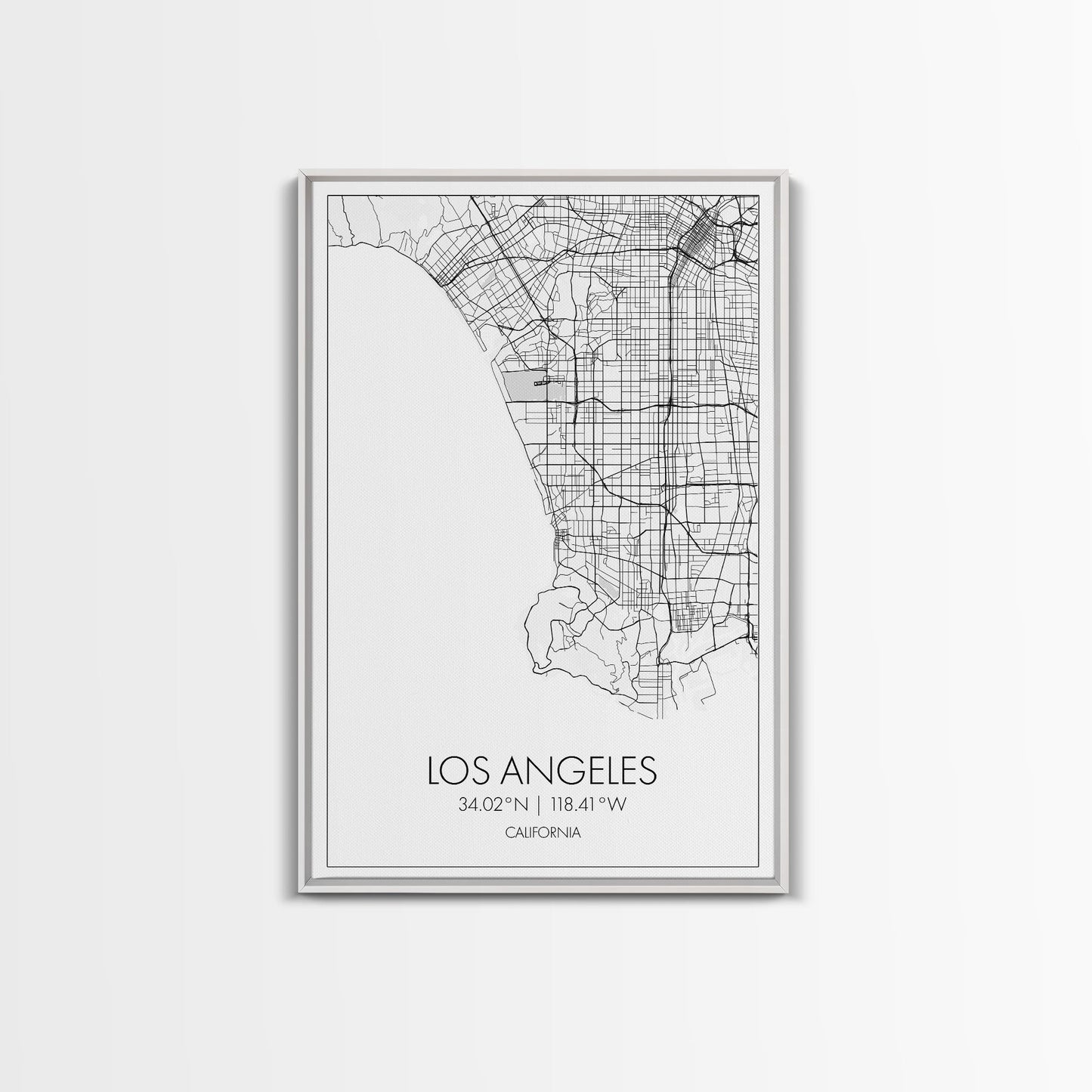 Los Angeles Street Map, California Map, City Map Art, Modern Art, Wall Art, Canvas Print, Travel Wall Print, Wedding Gift, Bedroom Décor
