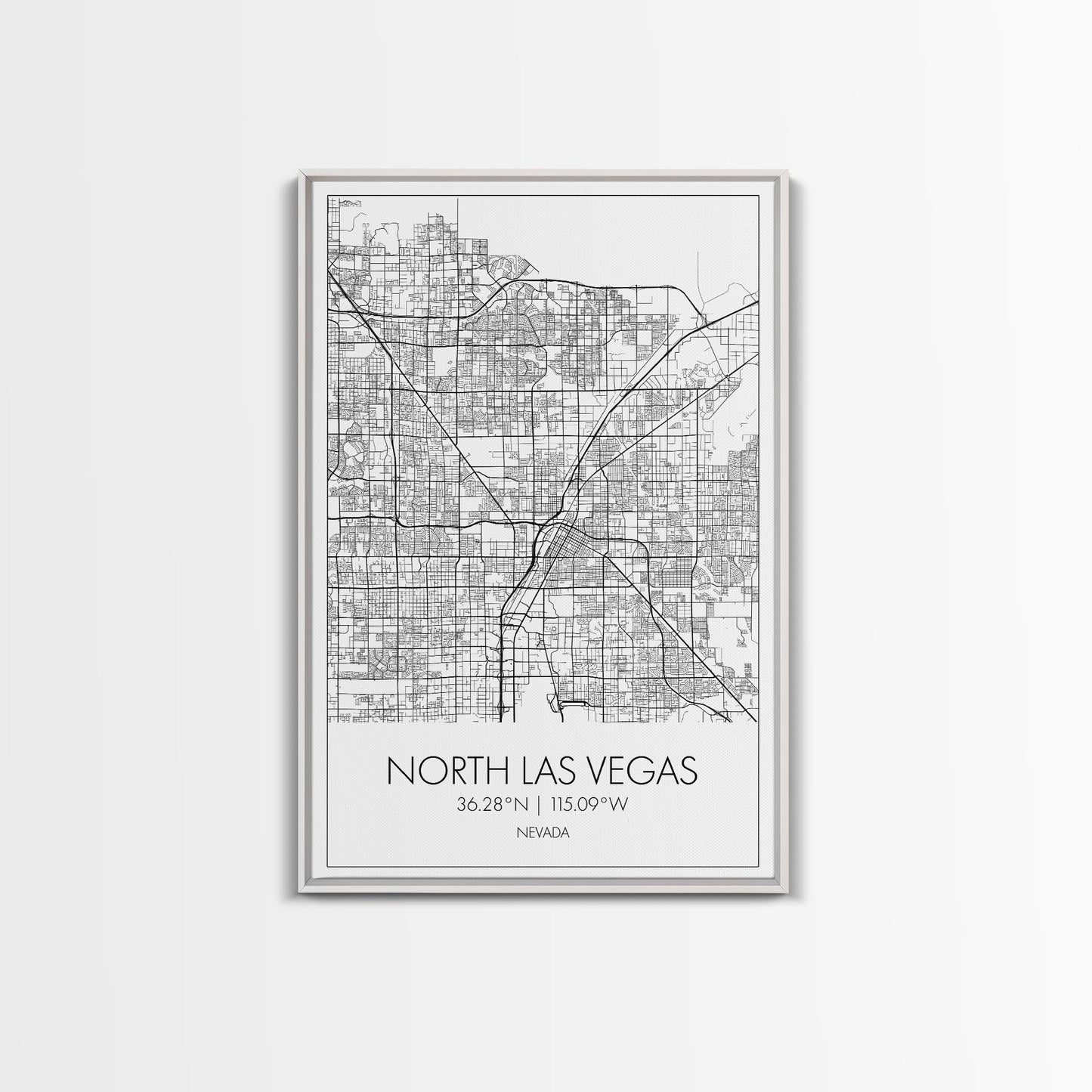 North Las Vegas Street Map, Nevada Map, City Map Art, Modern Art, Wall Art, Canvas Print, Wall Décor Bedroom, Honeymoon Gift,  Travel Art