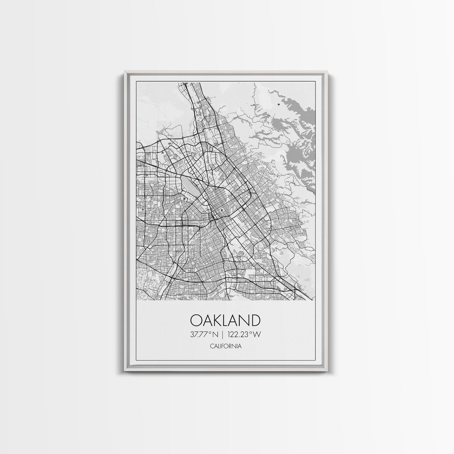 Oakland Street Map, California Map, City Map Art, Modern Art, Wall Art, Canvas Print, Living Room Art, Gift For Her, Adventure Wall Art