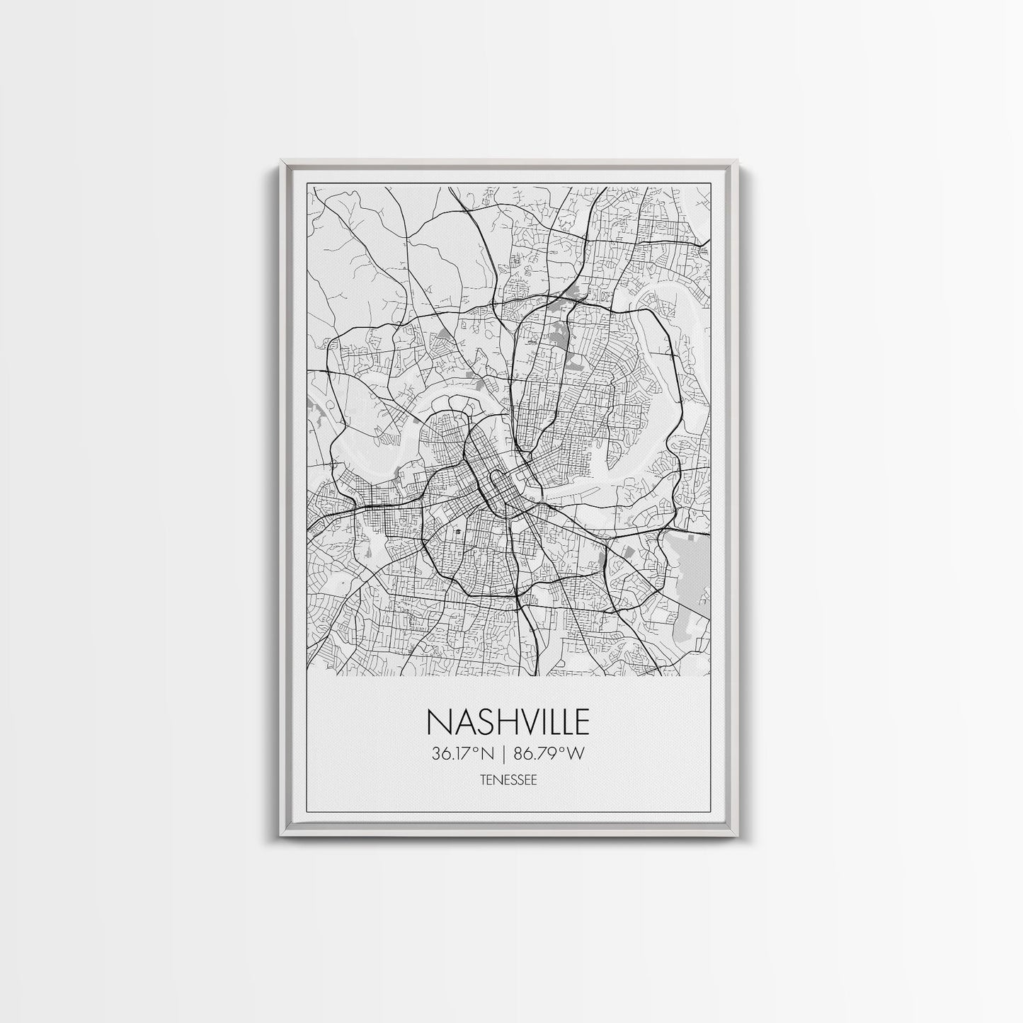 Nashville Street Map, Tennessee Map, City Map Art, Modern Art, Wall Art, Canvas Print, Music Studio Art, Gift For Music Lover, Travel Art