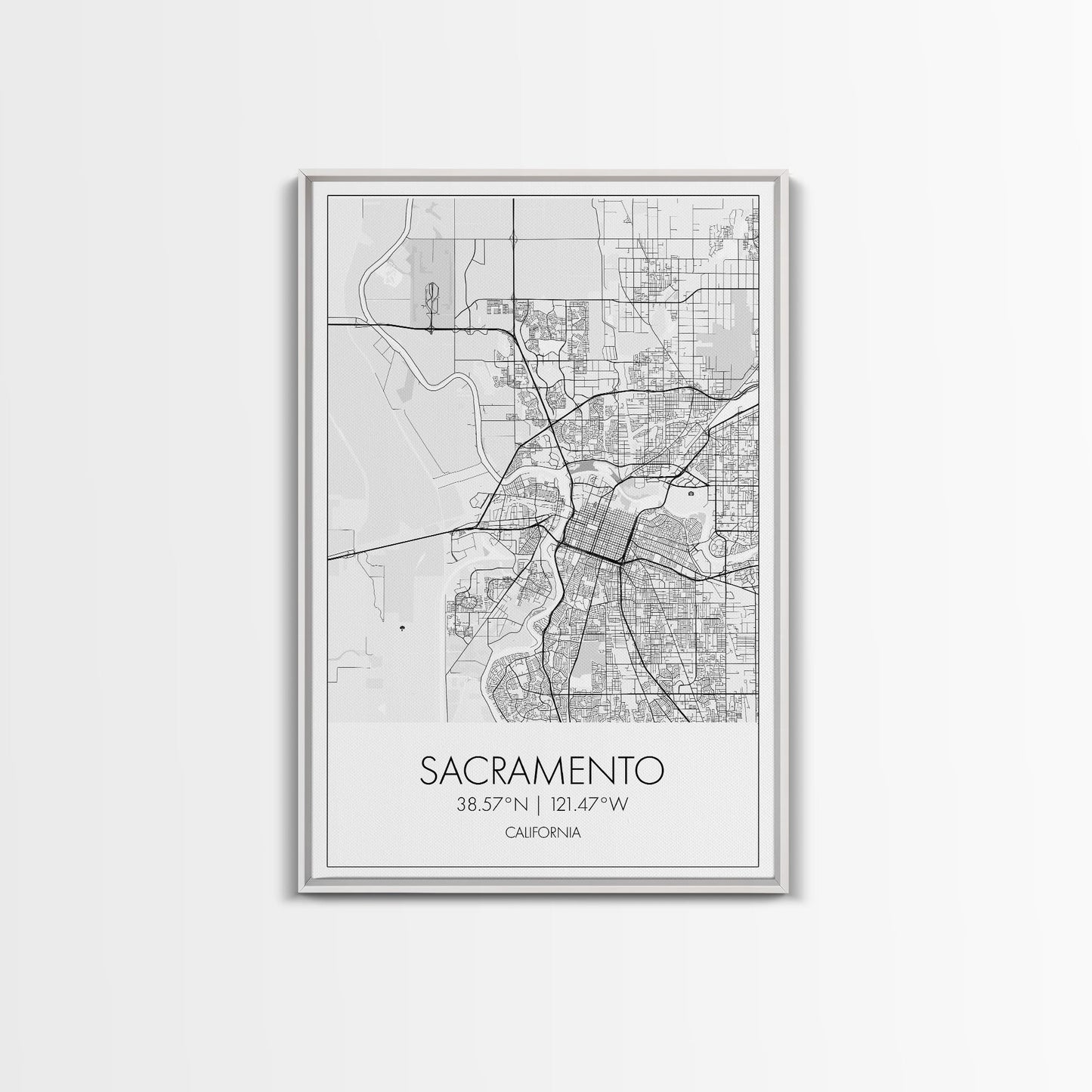 Sacramento Street Map, California Map, City Map Art, Minimalist Art, Wall Art, Canvas Print, Girls Room Art, Gift For Women, Travel Décor