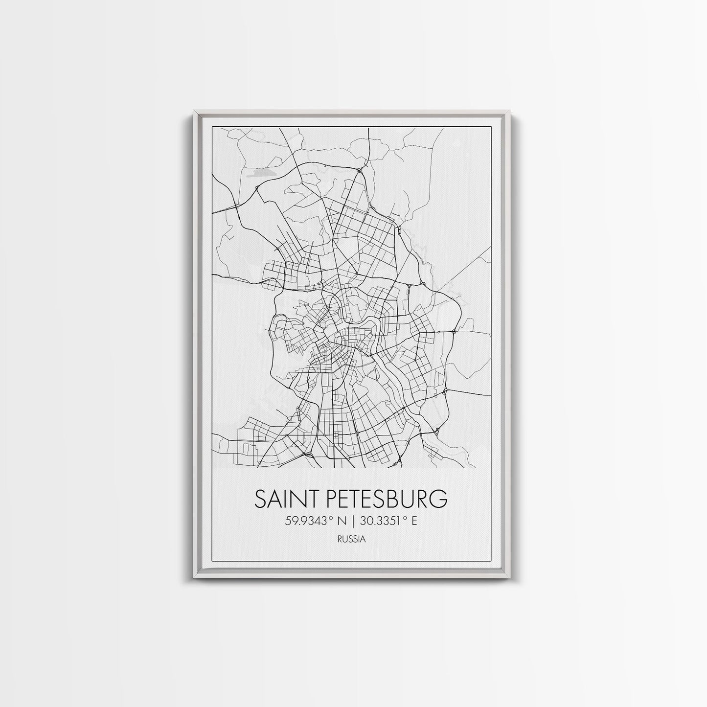 Saint Petersburg Street Map, Russia Map, City Map Art, Minimalist Art, Wall Art, Canvas Print, Room Décor, Gift For Mom, Travel Wall Art