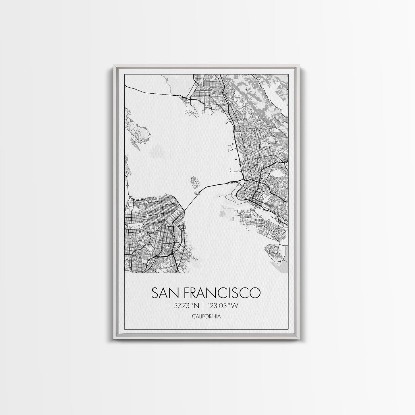San Francisco Street Map, California Map, City Map Print, Minimalist Art, Wall Art, Canvas Print, Family Room Décor, Gift For Travelers