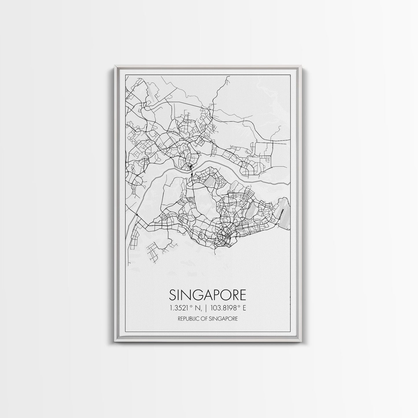 Singapore Street Map, Singapore Map, Asia City Map Print, Minimalist Art, Wall Art, Canvas Print, Room Decor, Travel Wall Art, Gift For Him