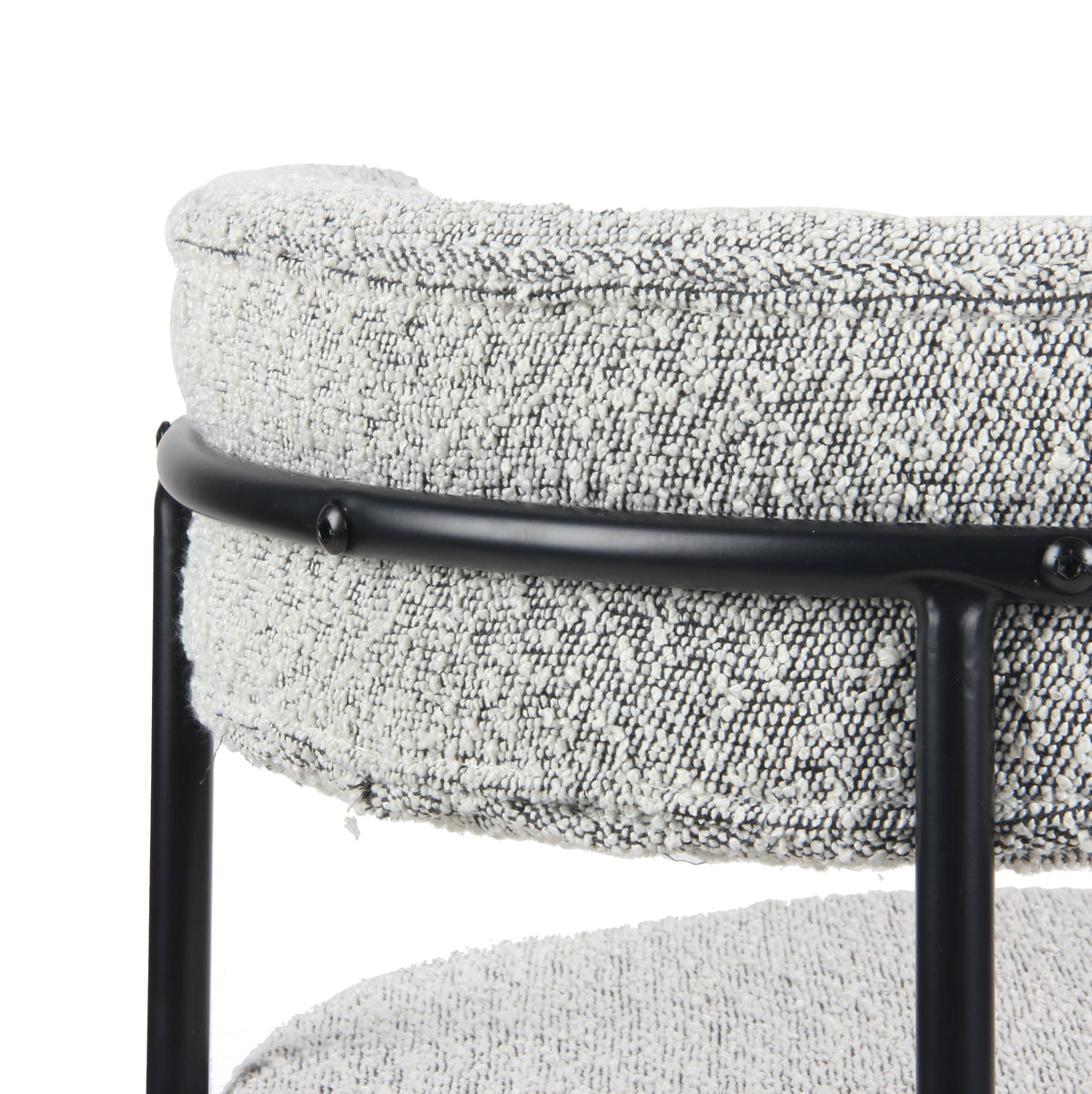 Burbank Modern Round Boucle Dining Chairs, Set of 2