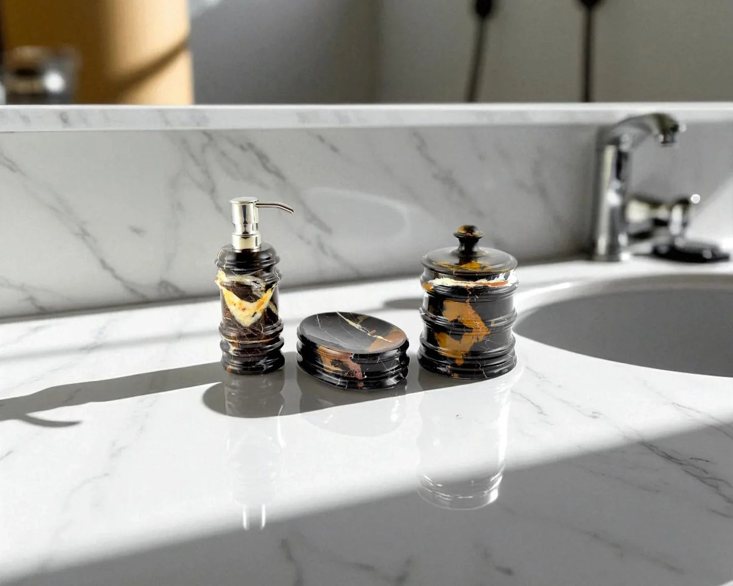 Michelangelo Marble 3-Piece Bathroom Accessory Set