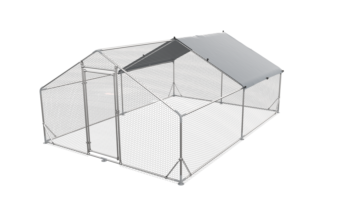 Large Metal Chicken Coop - Poultry Cage with Waterproof Cover
